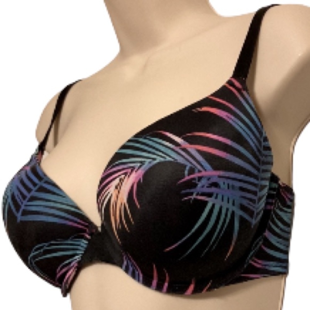 VICTORIAS SECRET PINK Black Padded Bra With Neon Colors 32DD